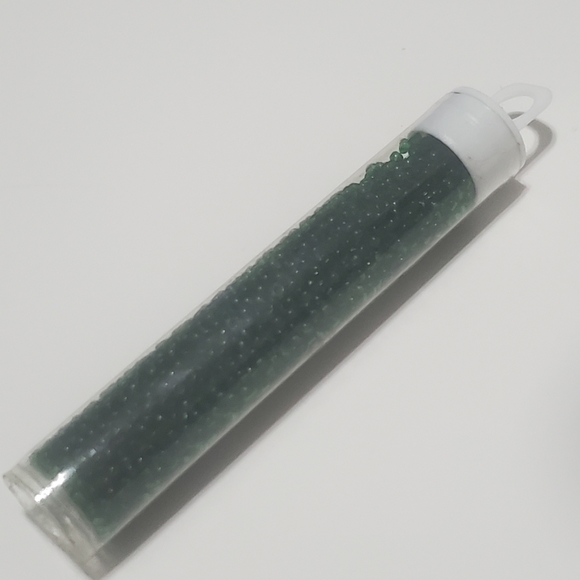 5/$15 Seed Bead Czech Glass Transparent Medium Green Tube - Picture 2 of 4